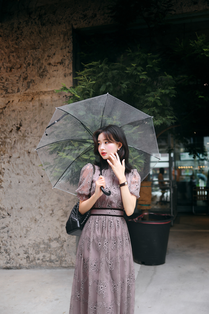 フラワーレースパフスリーブワンピース | レディース