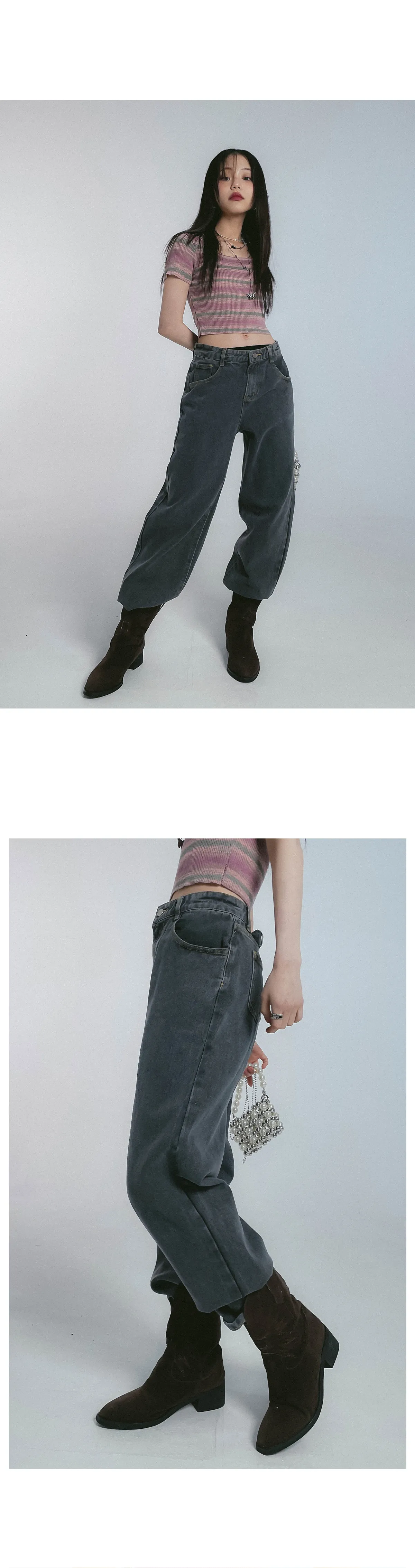 ダークグレーワイドデニムパンツ | レディースファッション通販 - DHOLIC