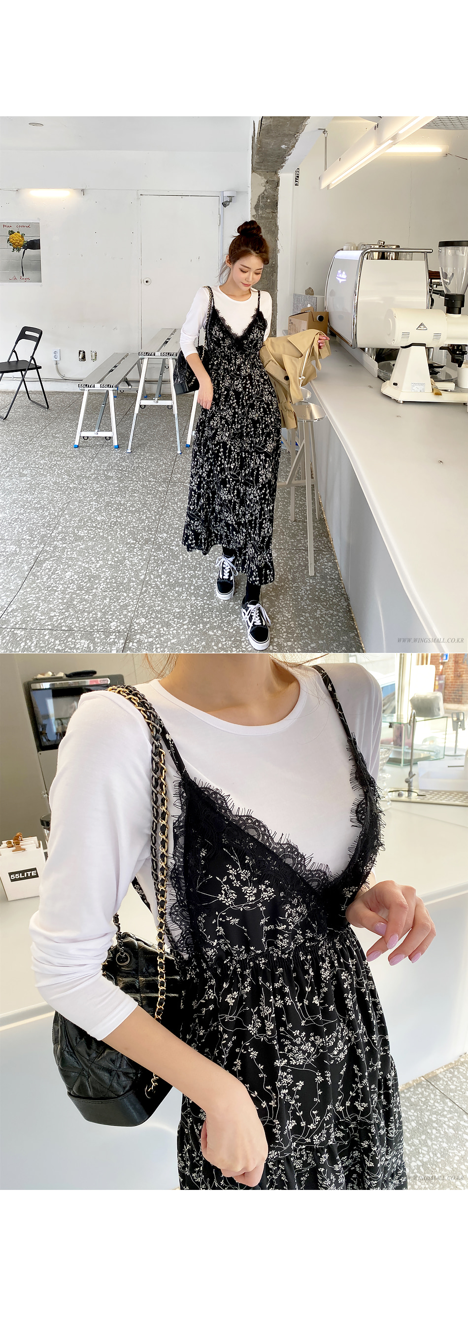 レースディテール花柄キャミワンピース | レディース