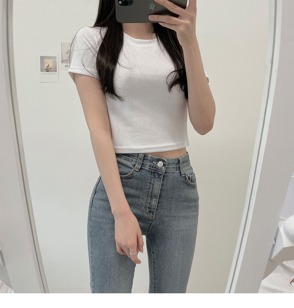   Jeans クロップド丈リブTシャツ cn57483882.jpg