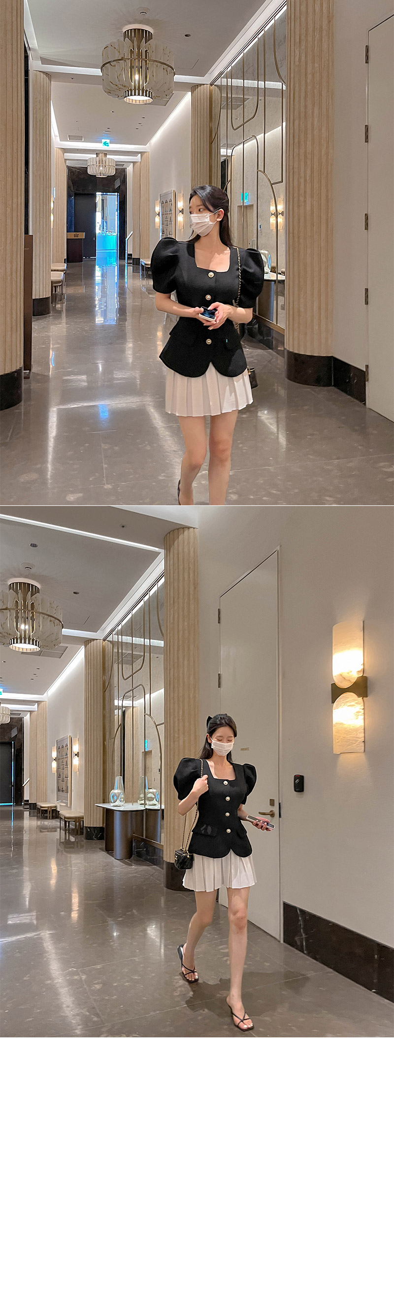 10【HANAEMORI】昭和レトロ バブル 総柄 肩パット ツイード 膝丈 短 リフ Riff クロップド丈がフェミニンさをプラス ジャケット 半袖