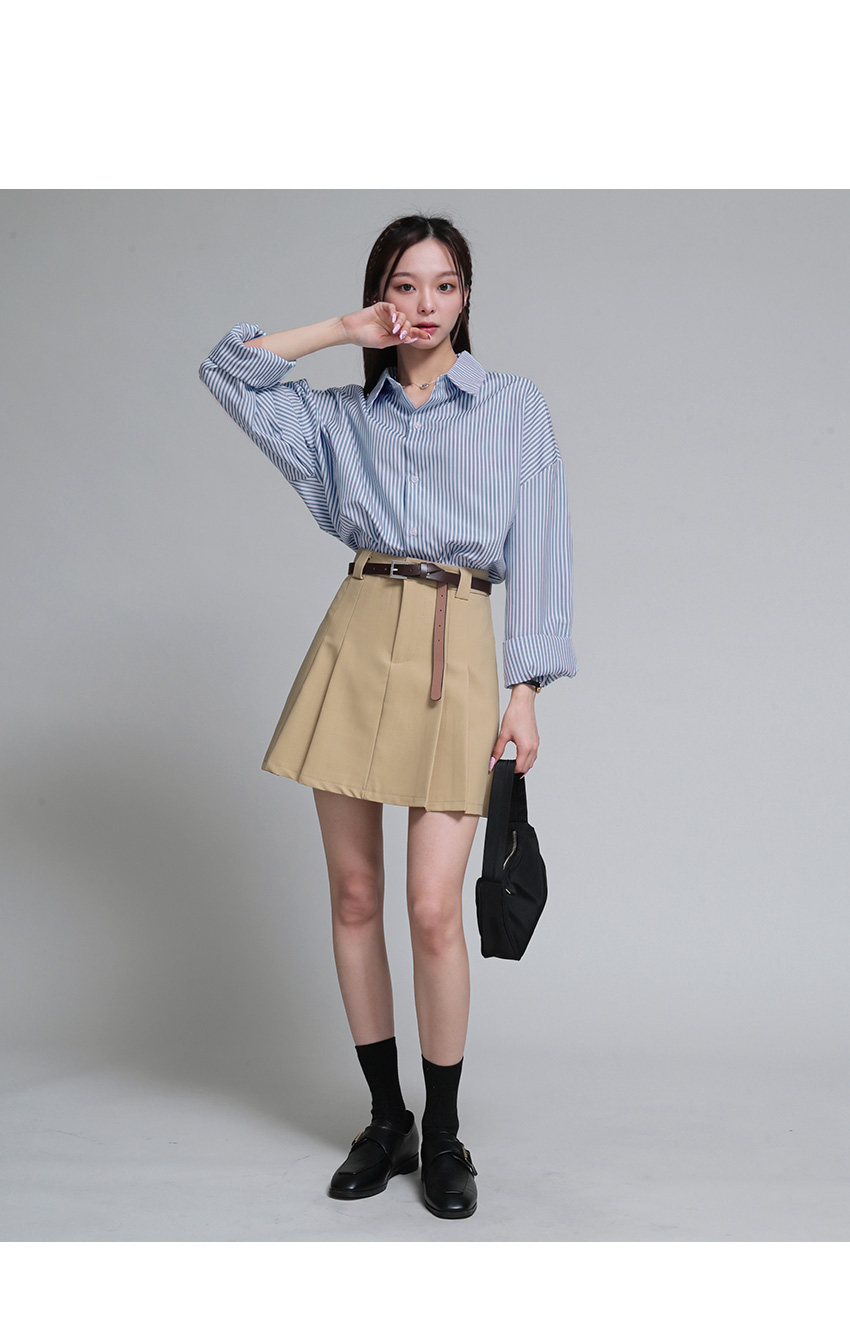 【取引中】ストライプ♡パステル♡フェイクシャツ♡スカート♡ 取引中】ストライプ♡パステル♡フェイクシャツ♡スカート♡