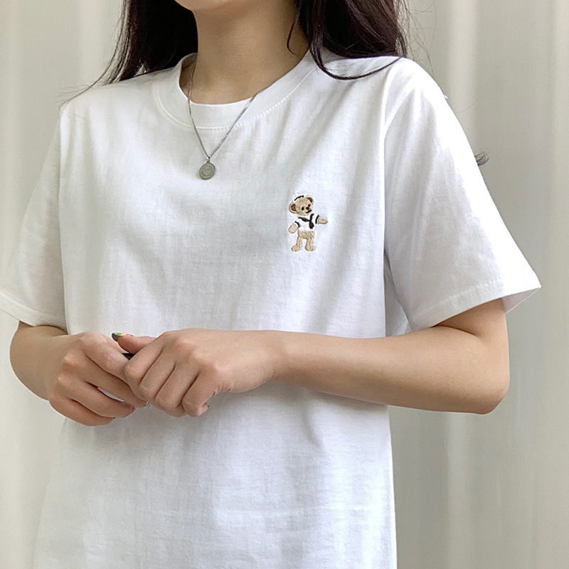 tシャツ 「portulaca」クマさんBRANCHチュニックTシャツ レディース ANOTHER BRANCH OLIVE des tシャツ 刺繍クマBIGT レディース