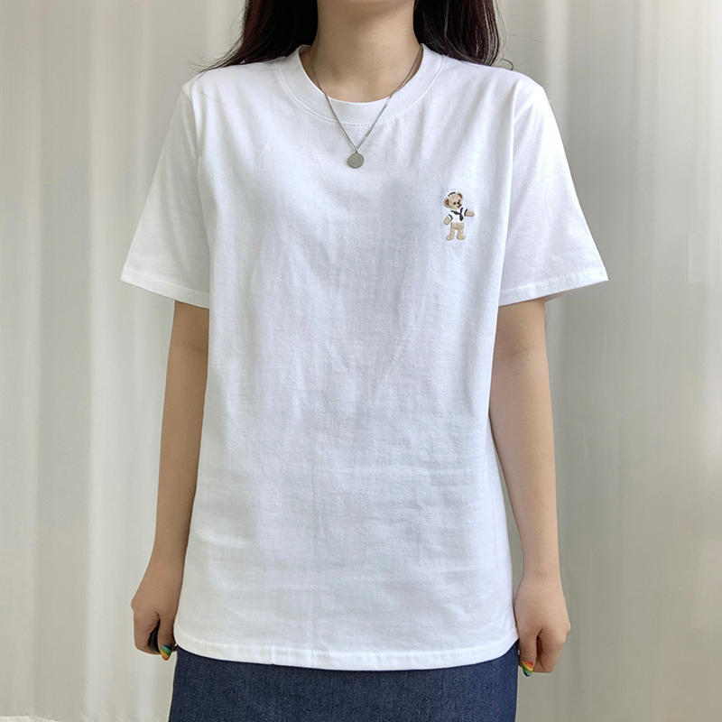 クマ刺繍ポイントTシャツ | レディースファッション通販 - DHOLIC
