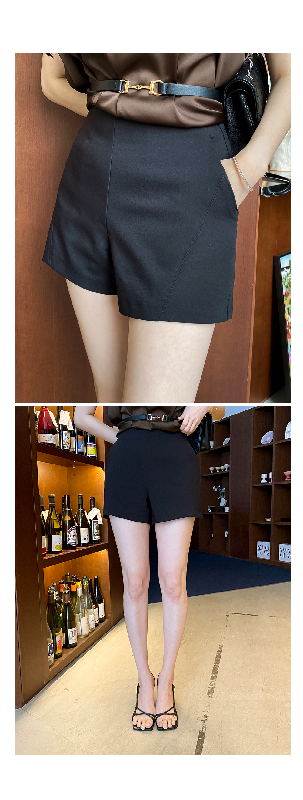 黒 ストレッチ ショートパンツ サイドファスナー付き 1382194_20690840_k3.jpg