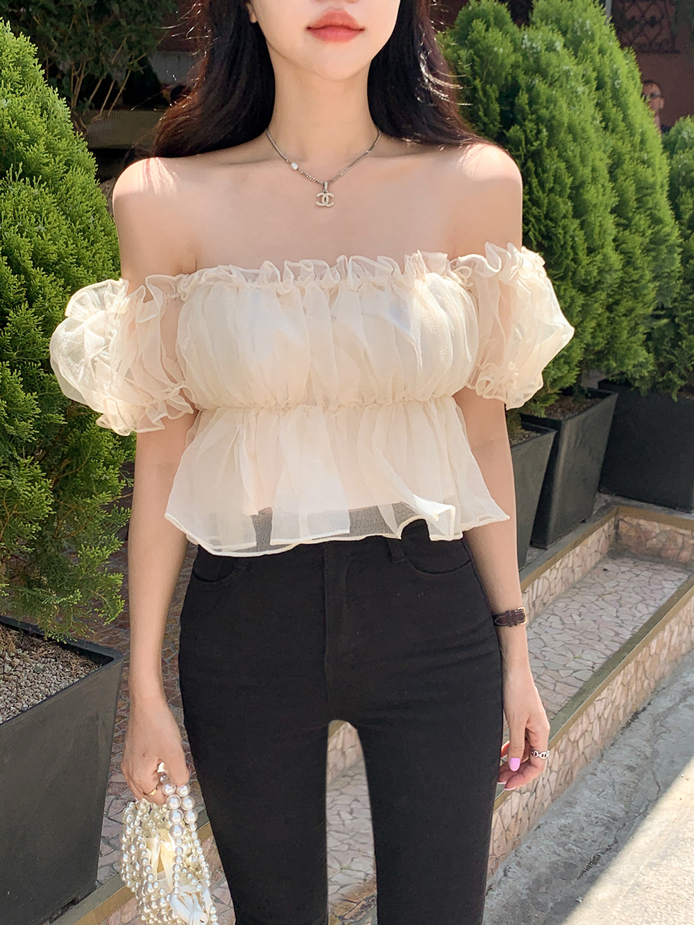 オフショル　フリル　ボリュームギャザー　ブラウス　dholic ZARA H&M 1384333_info_20220517_100620_1