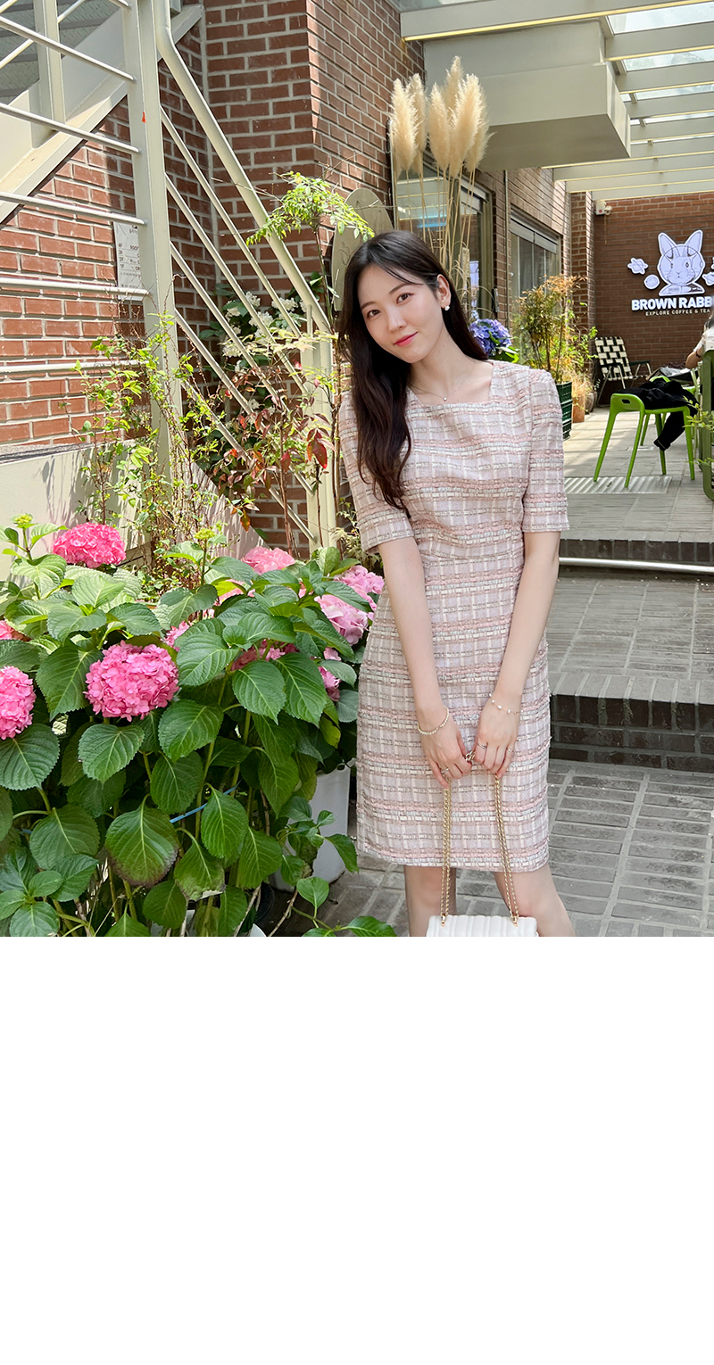 AOC3382＊スクエアネックツイード裾フレアドレスyeM anドレス｜ [an]AOC-3882｜Andyドレス 公式通販