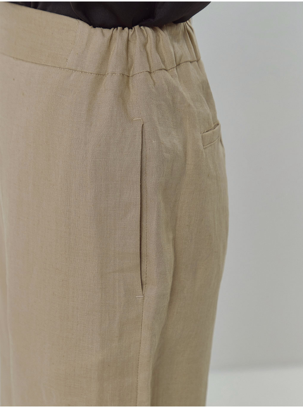 バックゴムリネンワイドパンツ(ベージュ) | レディースファッション