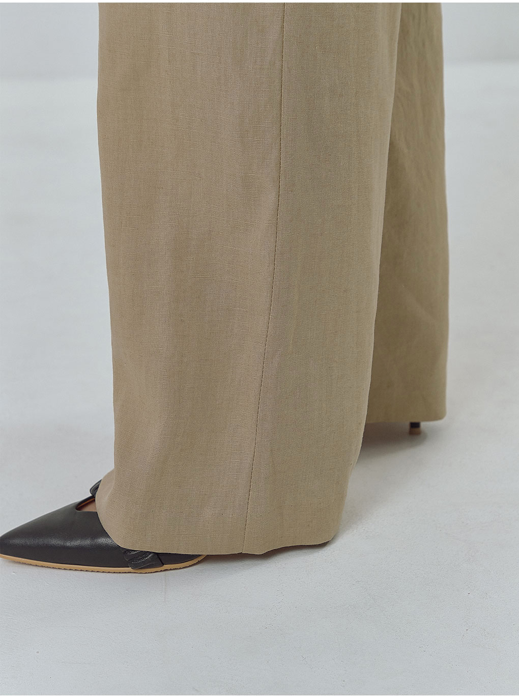 バックゴムリネンワイドパンツ(ベージュ) | レディースファッション