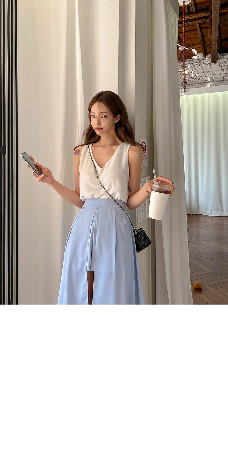 プリーツプリーズ PP83-JT182 洗い流せ 総柄片裾スリットプリーツ  