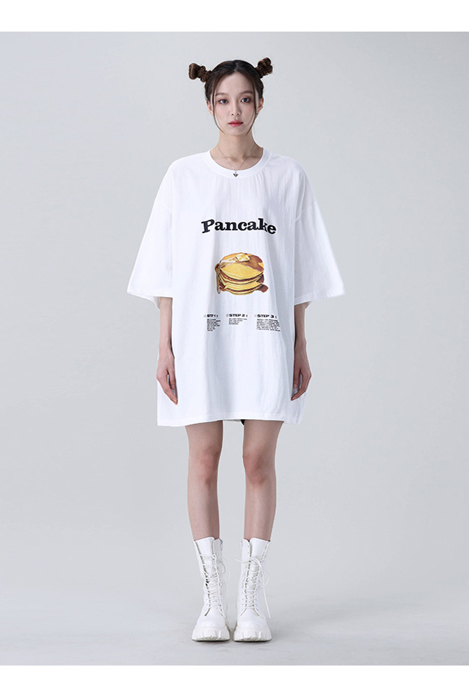 パンケーキプリントオーバーサイズTシャツ | レディースファッション