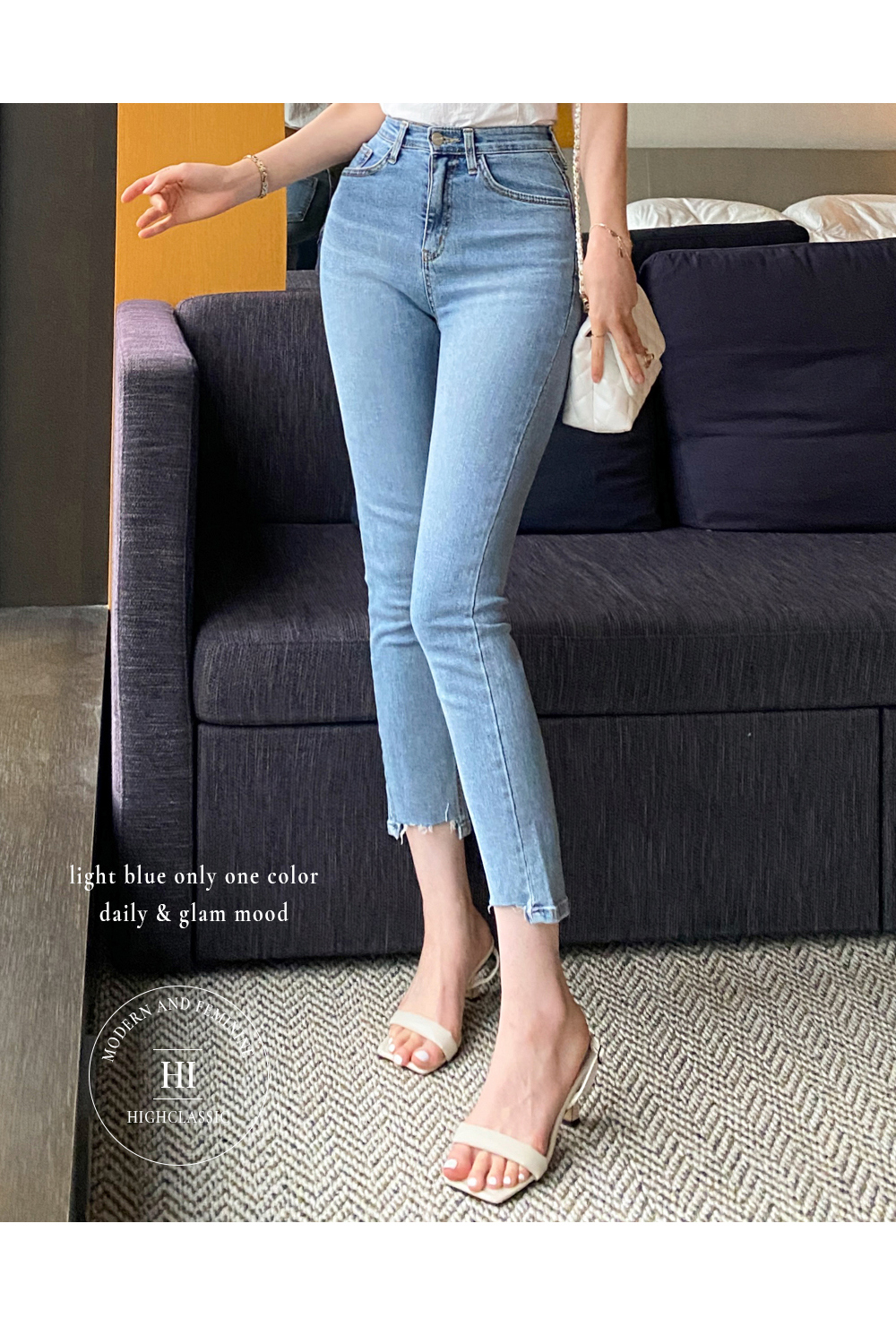 バックカットダメージスキニーデニムパンツ | レディース