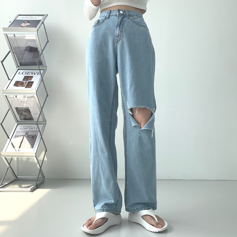 【THEAIRTOWN】ビンテージ カットアウト デニム パンツ カットアウトワイドデニムパンツ | レディースファッション通販