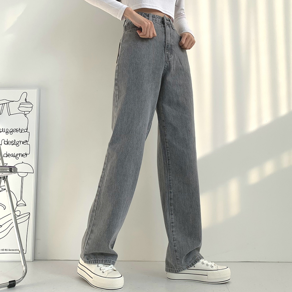 3TYPEグレーカラーワイドデニムパンツ | レディースファッション