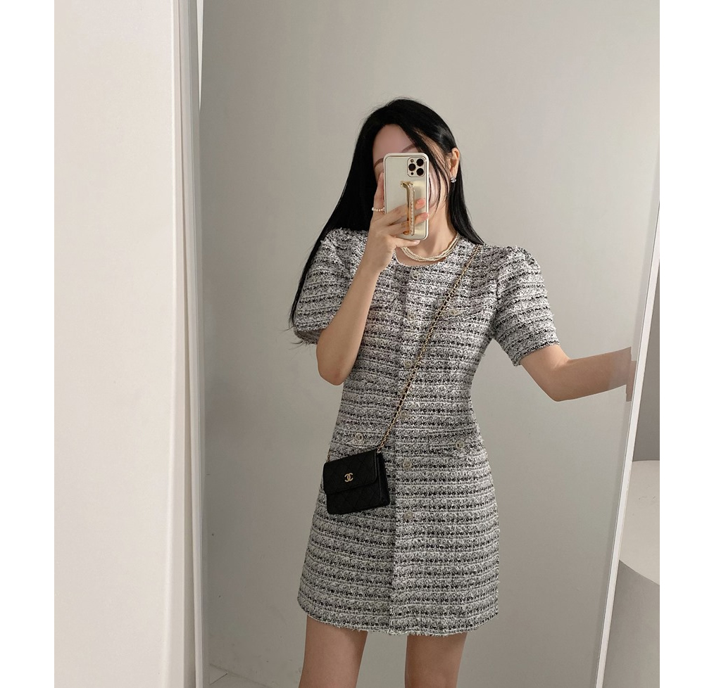 emieiawiz ツイード 半袖ワンピース S Tweedy Mode Knit Onepiece | エミリアウィズ公式オンラインストア