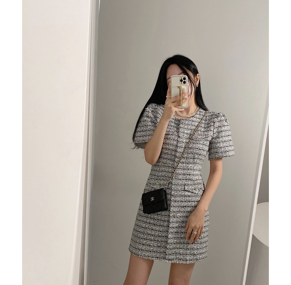 【PINKO】ツイード半袖ワンピース PINKO】ツイード半袖ワンピース