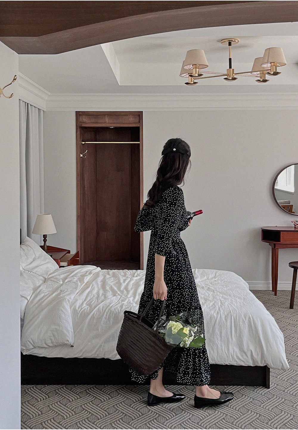 大きいサイズ48＊自由区 モクロディーウォッシャブルワンピース＊２３区ICB組曲 大きいサイズ48＊自由区 モクロディーウォッシャブルワンピース＊23