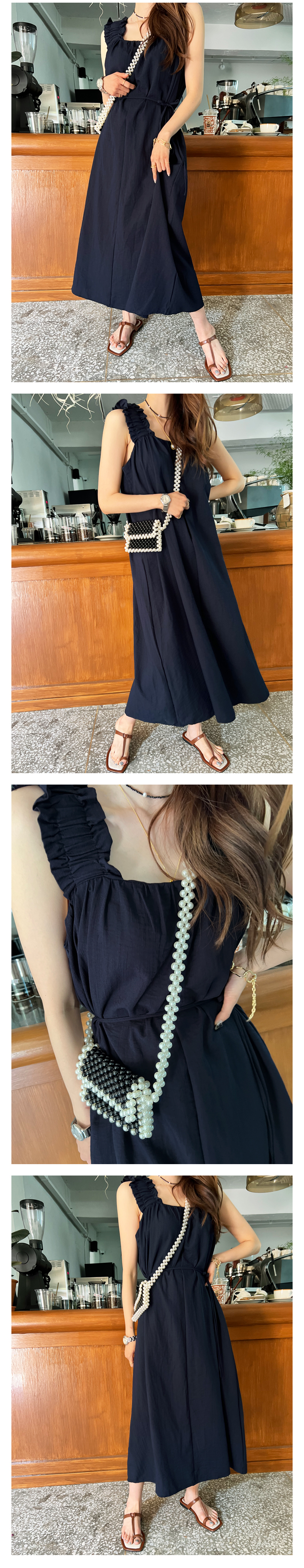 ストラップ付フリルショルダーワンピース | レディースファッション