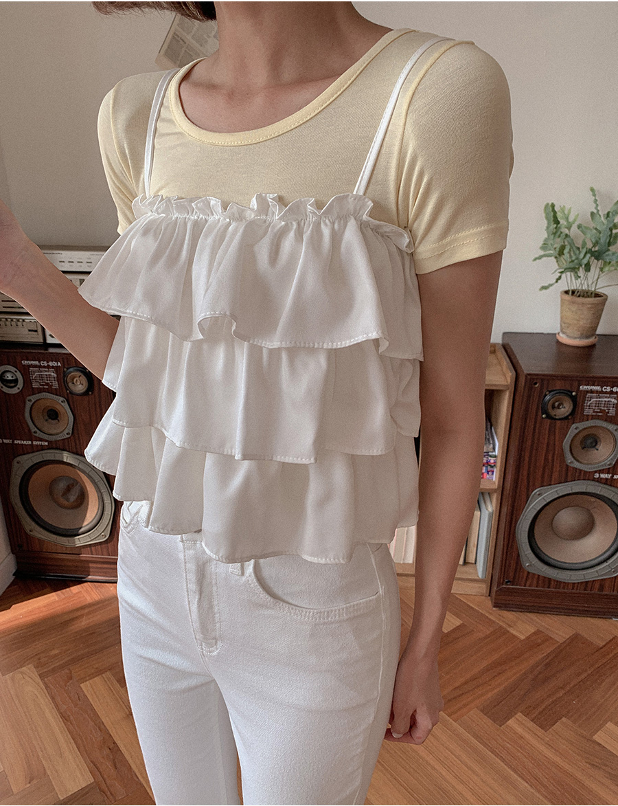 レア✨メゾピアノ　ミミちゃんキャミソール　総柄　フリル　ティアード　平成レトロ レア✨メゾピアノ ミミちゃんキャミソール 総柄 フリル