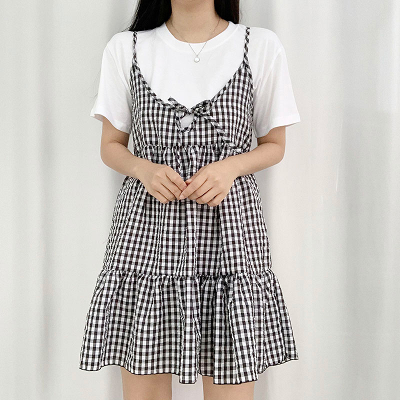 ギンガムチェックティアードキャミワンピース | レディース