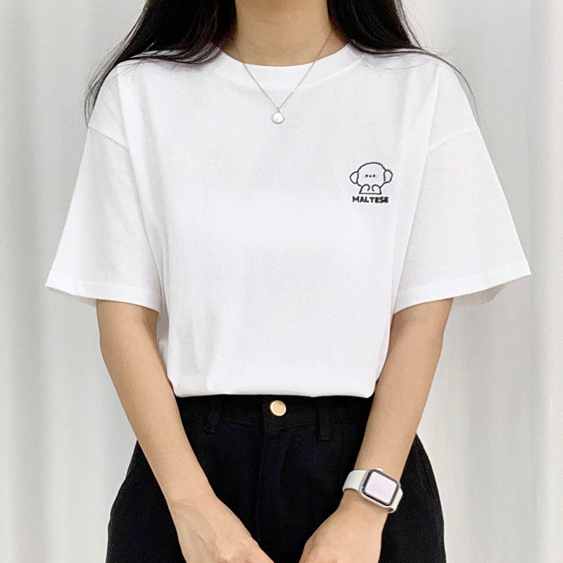 tシャツ モール刺繍フレンチTシャツ レディース キレイめTシャツ】モール刺繍フレンチTシャツ | COLLAGE