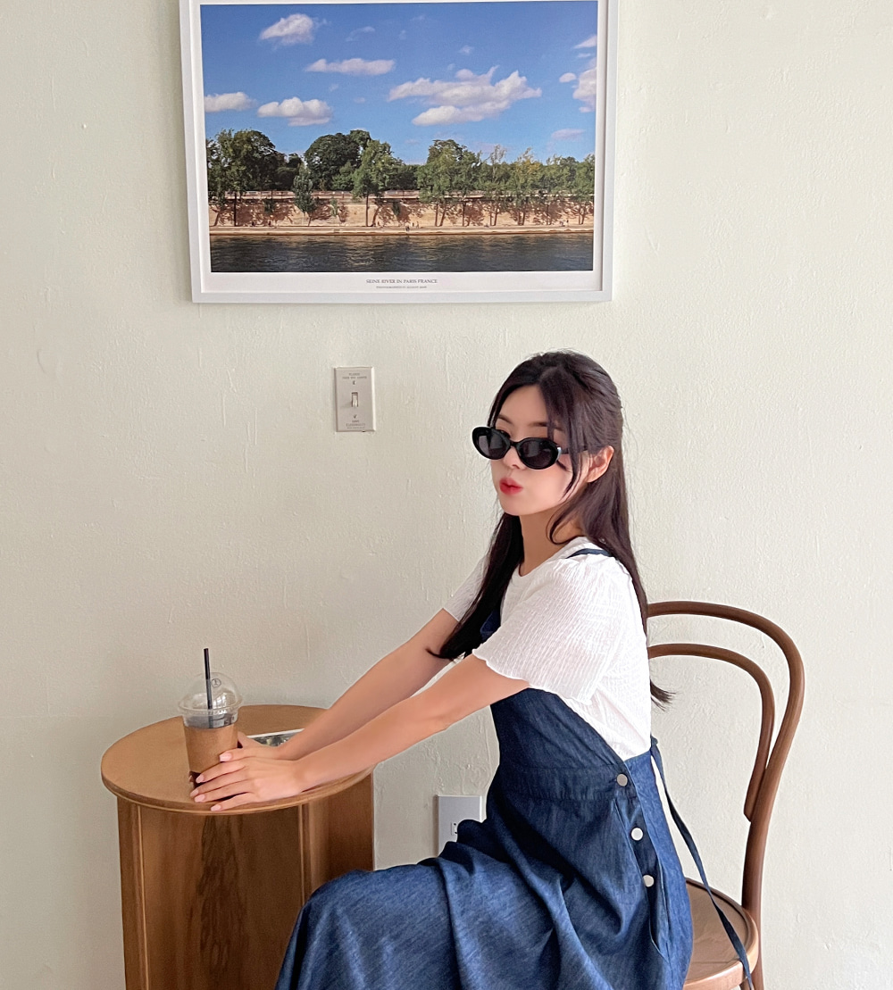 バッククロスストラップデニムワンピース | レディースファッション