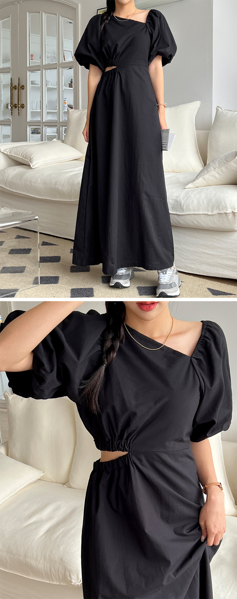 イデアルーチェ⭐︎パフワンピース サイドカットパフスリーブワンピース | レディースファッション