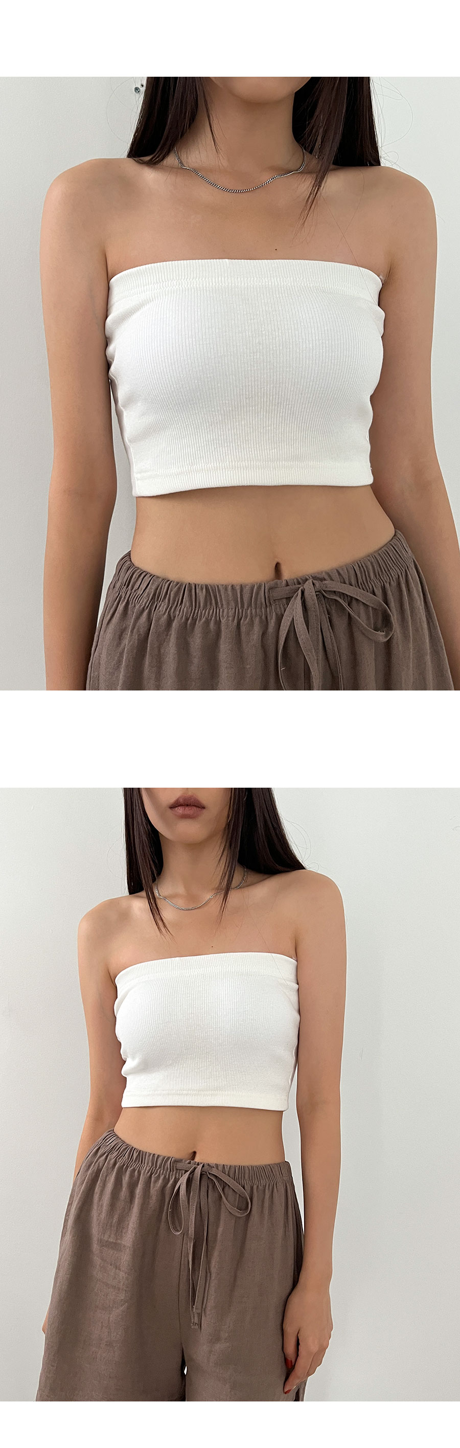 クロップド丈カップ内蔵チューブトップ | レディースファッション通販