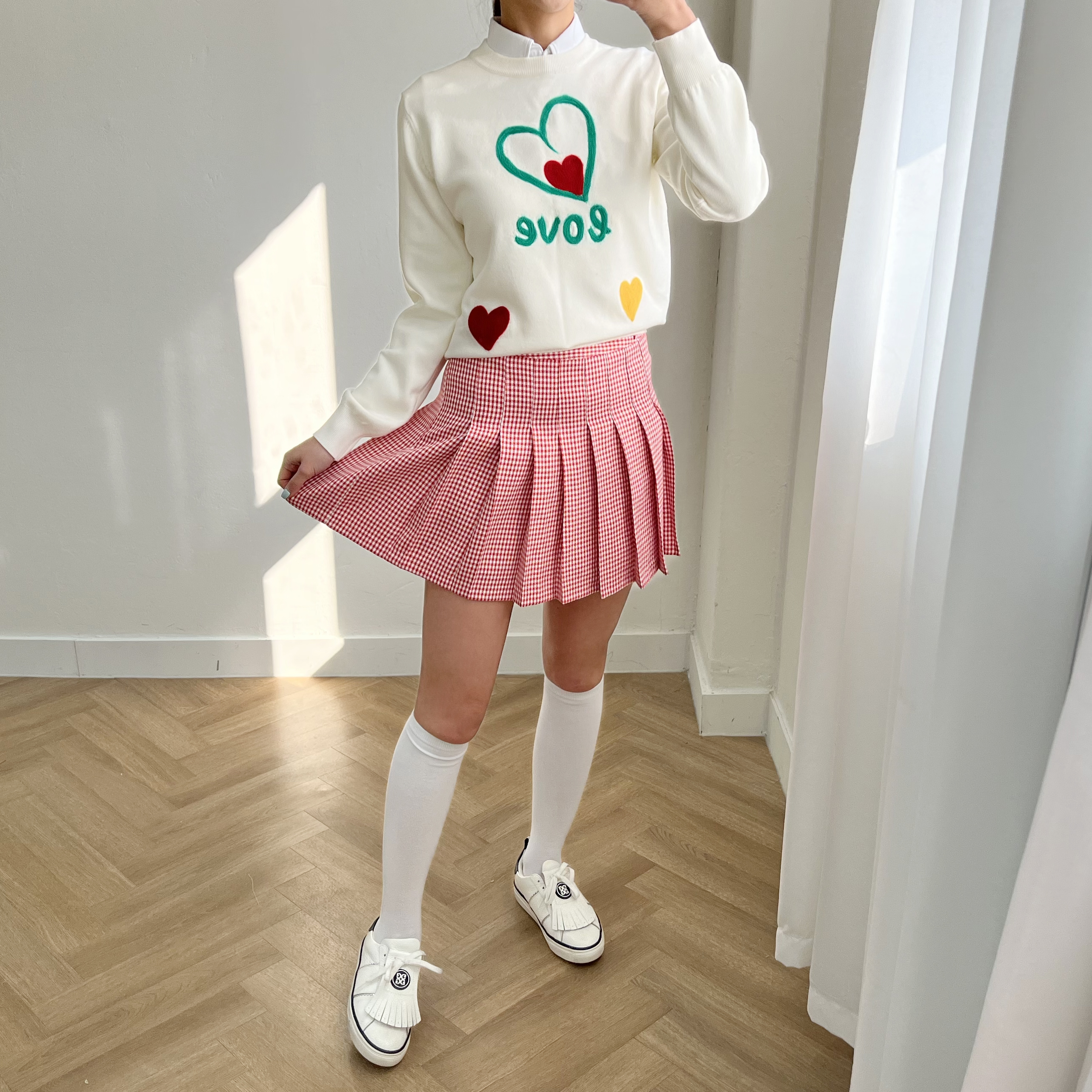 マルボンゴルフ　ゴルフスカート ピンク ギンガムチェック プリーツ　チェリー ギンガムチェックスカートパンツ | レディースファッション通販 - DHOLIC