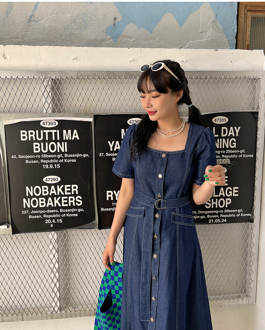 AT1531 バーバリーロンドン デニムワンピース 半袖 ベルト L ベルト付ロールアップ半袖デニムワンピース | レディース