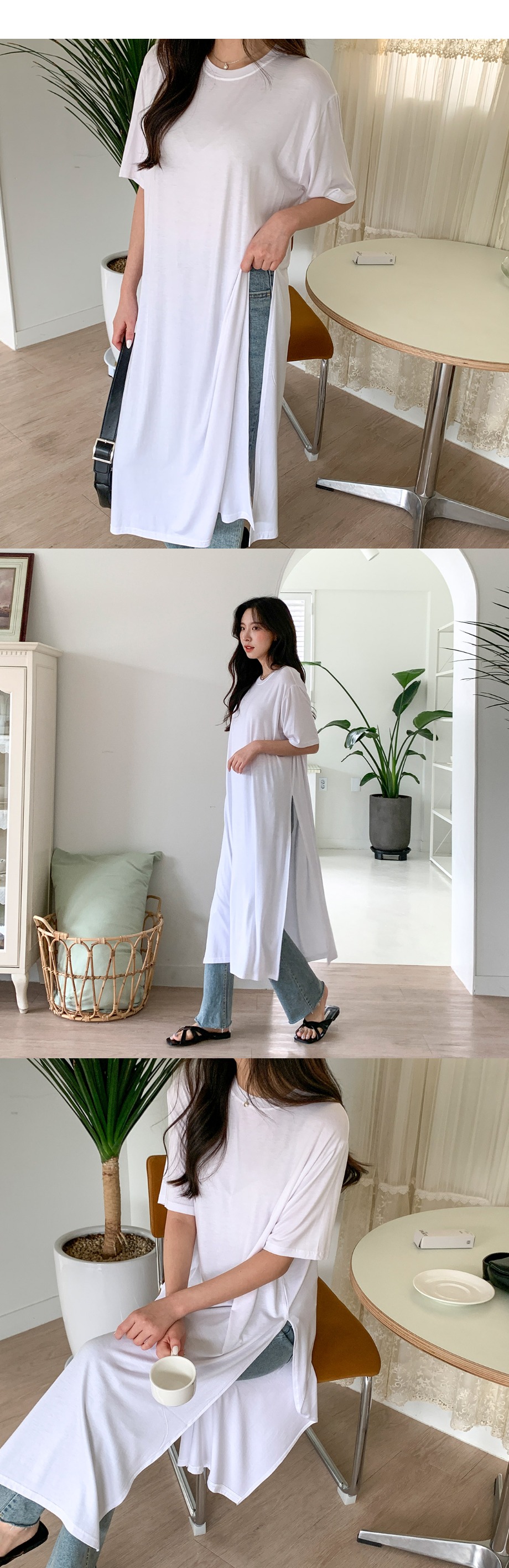 dholic - 変形ロングシャツ Ω レザーロングシャツブラック チュニック ベルトハーネス Ω