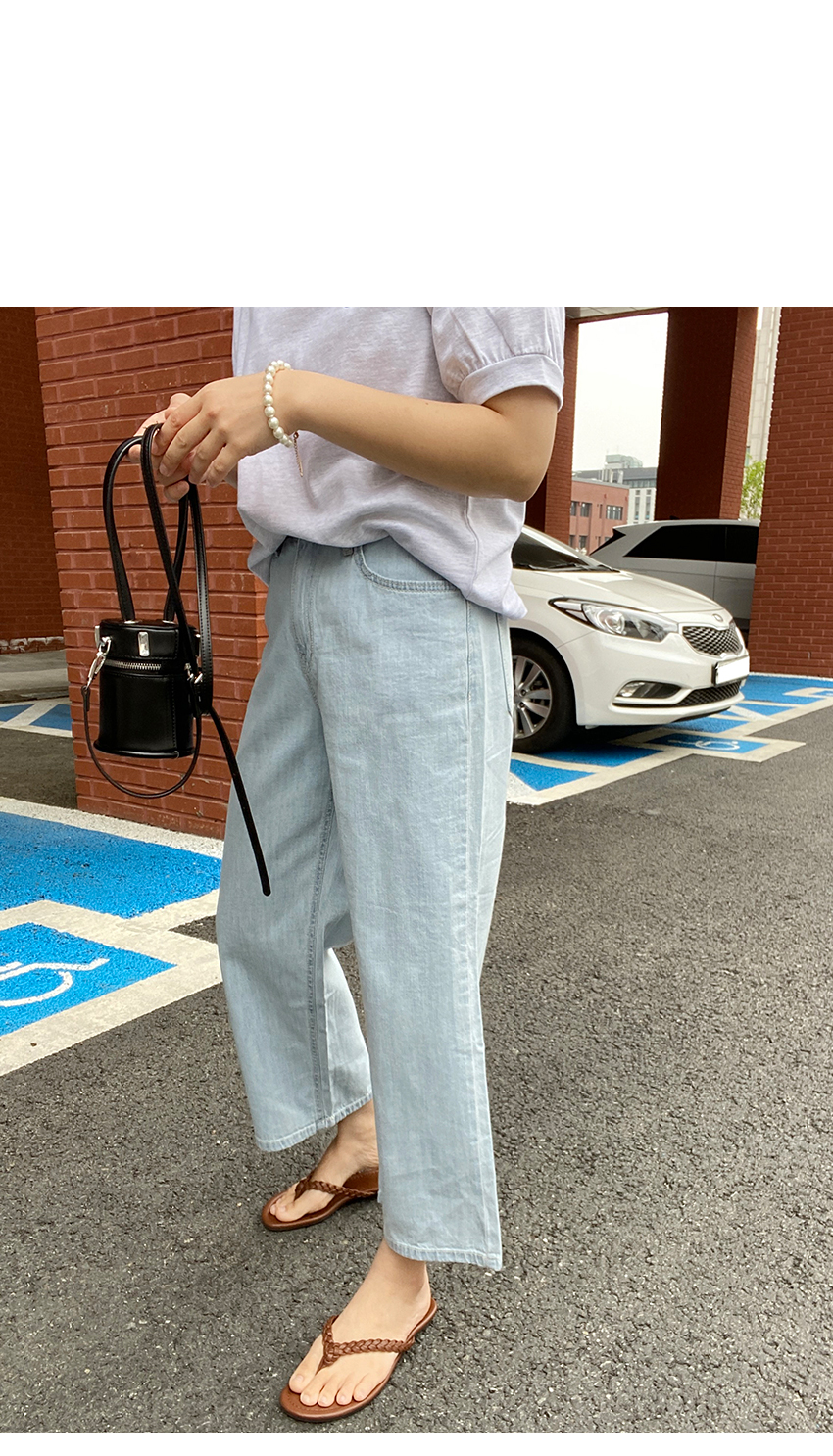 ワイドアイスブルーデニムパンツ | レディースファッション通販