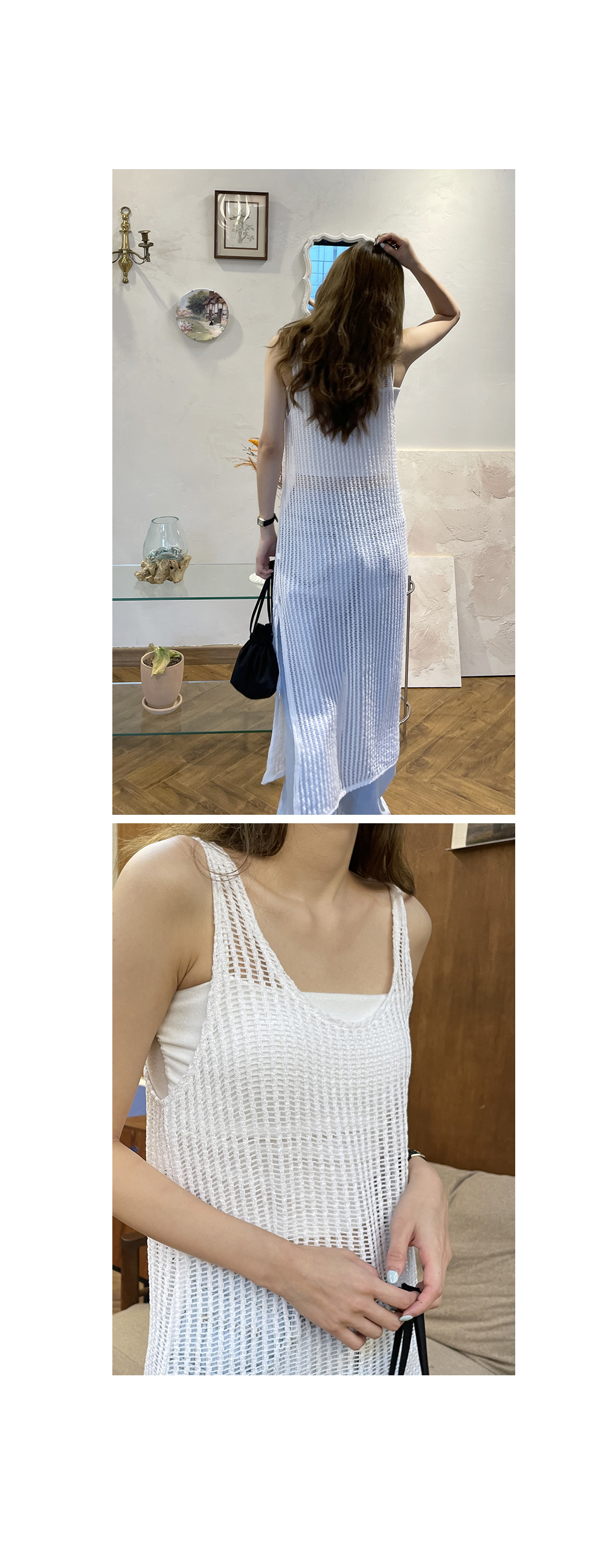 Vネックノースリーブかぎ編みニット ロングワンピース 5062503 Vネック ノースリーブニットワンピース｜JENNE(ジェンヌ)公式
