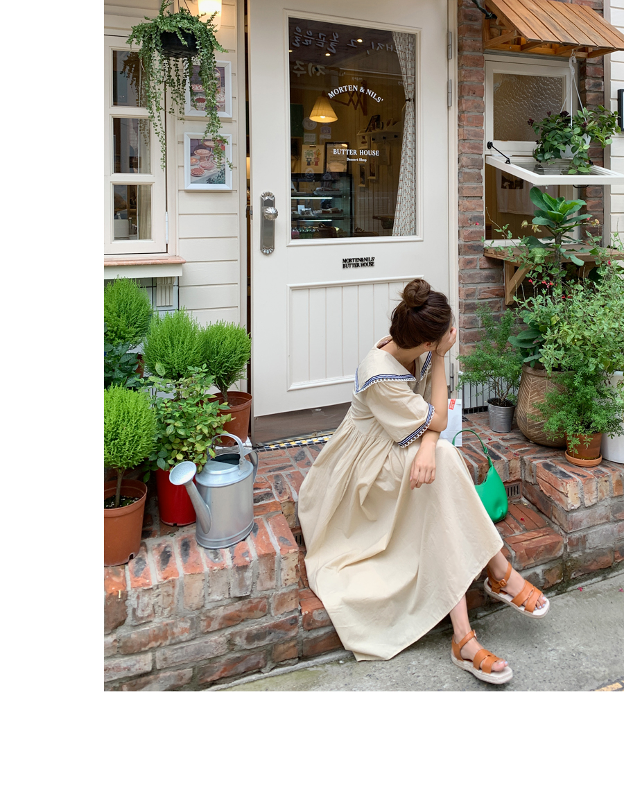 ハーフジップセーラーカラーワンピース | レディースファッション通販