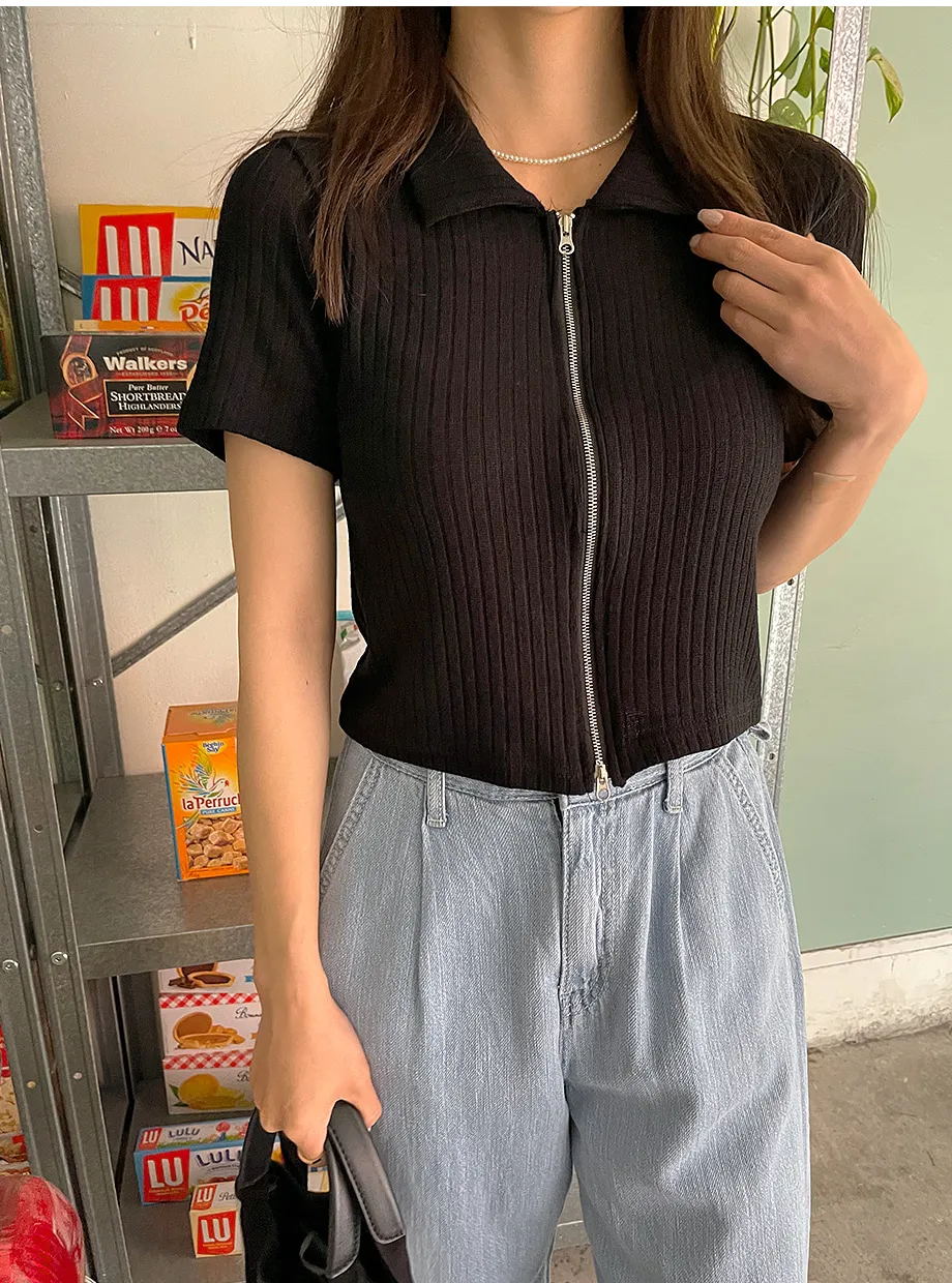 리리앤코 퍼운드 골지 카라넥 투웨이 집업