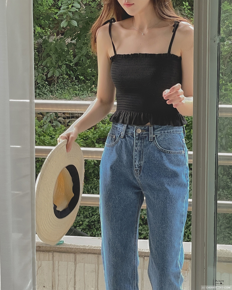 PHEENY シャーリング　キャミソール Cotton shirring camisole -コットンシャーリングキャミソール