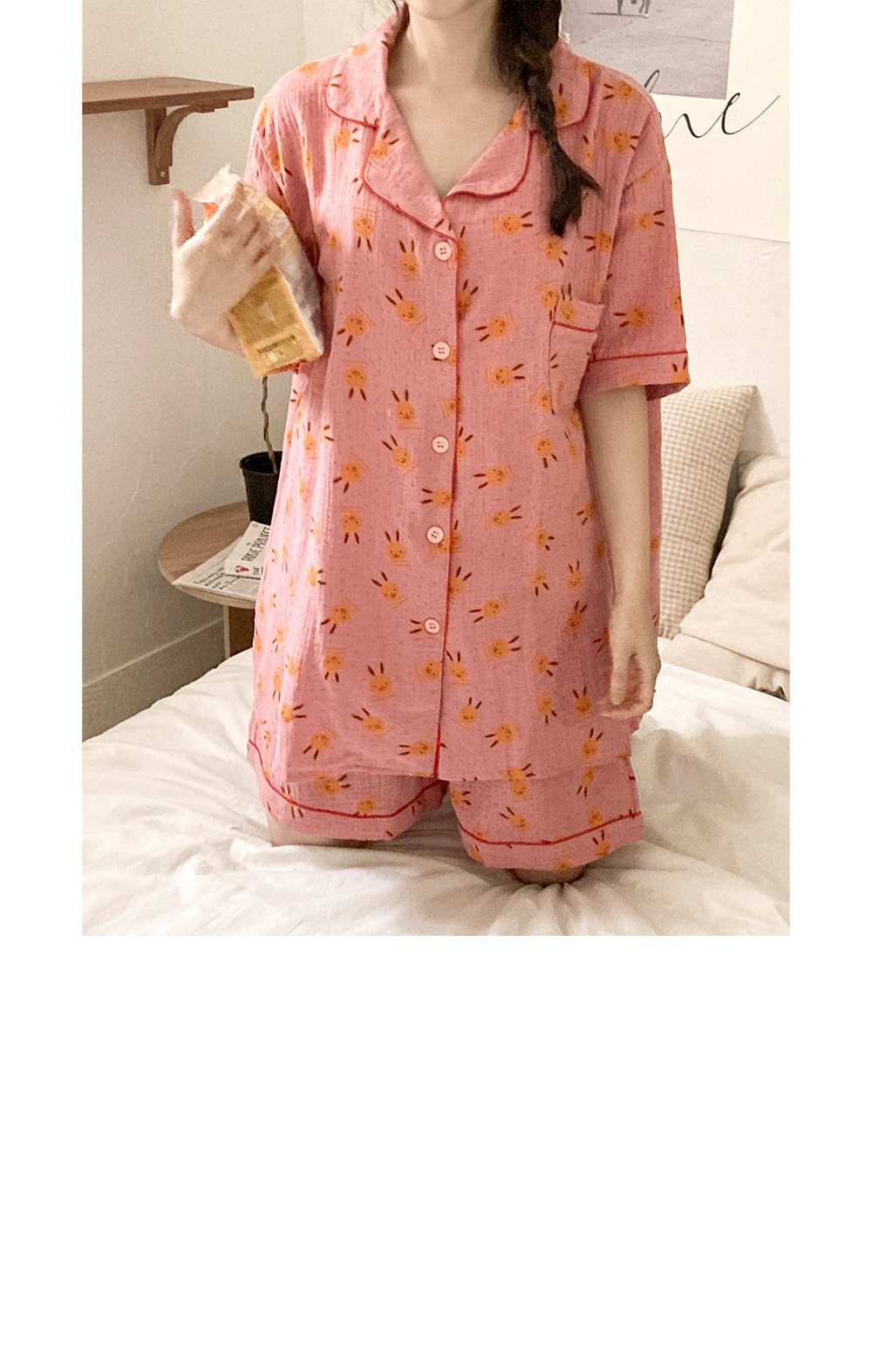 Galette Pyjamas ウサギ柄 パジャマ ☆SALE☆WEB限定 うさぎのお月見柄 前あきパジャマ（V458914