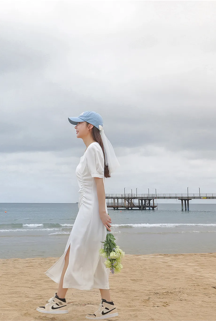 리리앤코 [웨딩룩] 슈델킨 셔링 스퀘어넥 롱 원피스