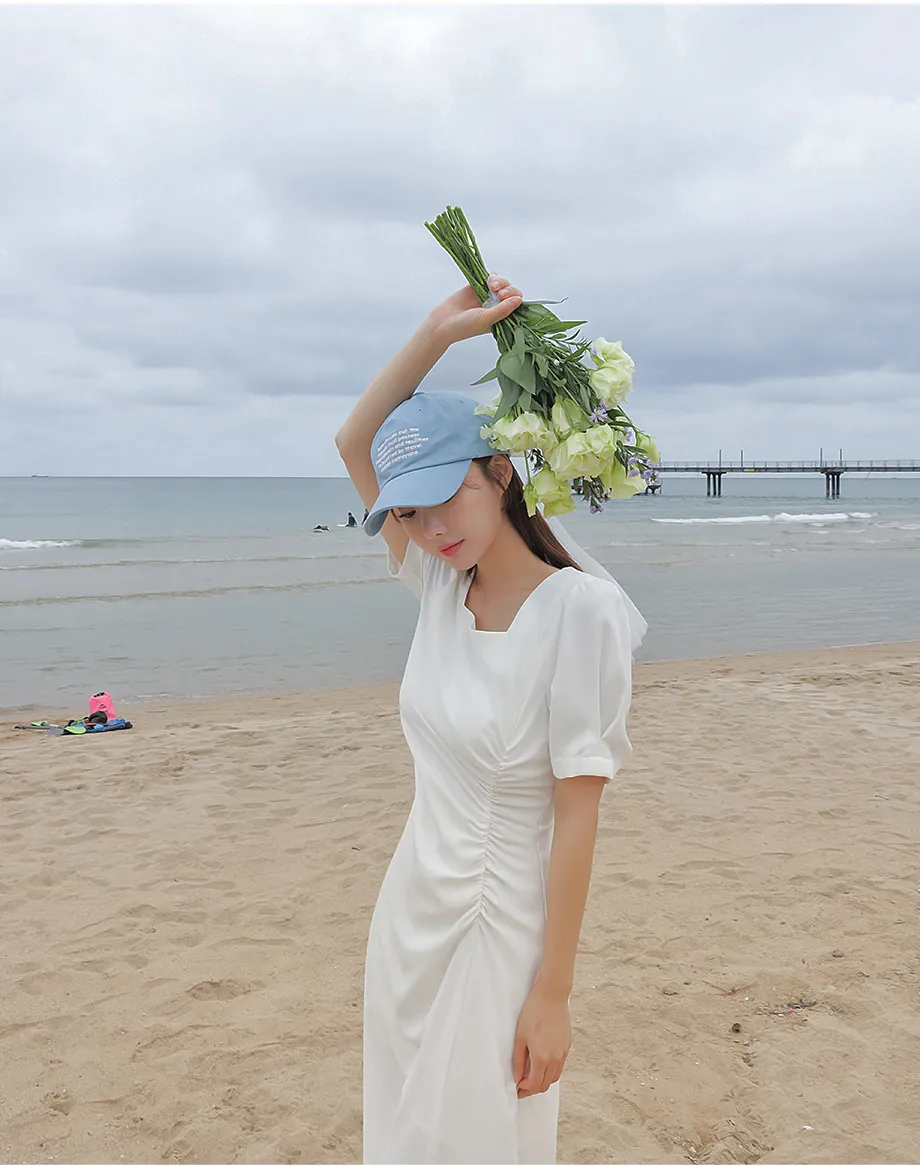 리리앤코 [웨딩룩] 슈델킨 셔링 스퀘어넥 롱 원피스