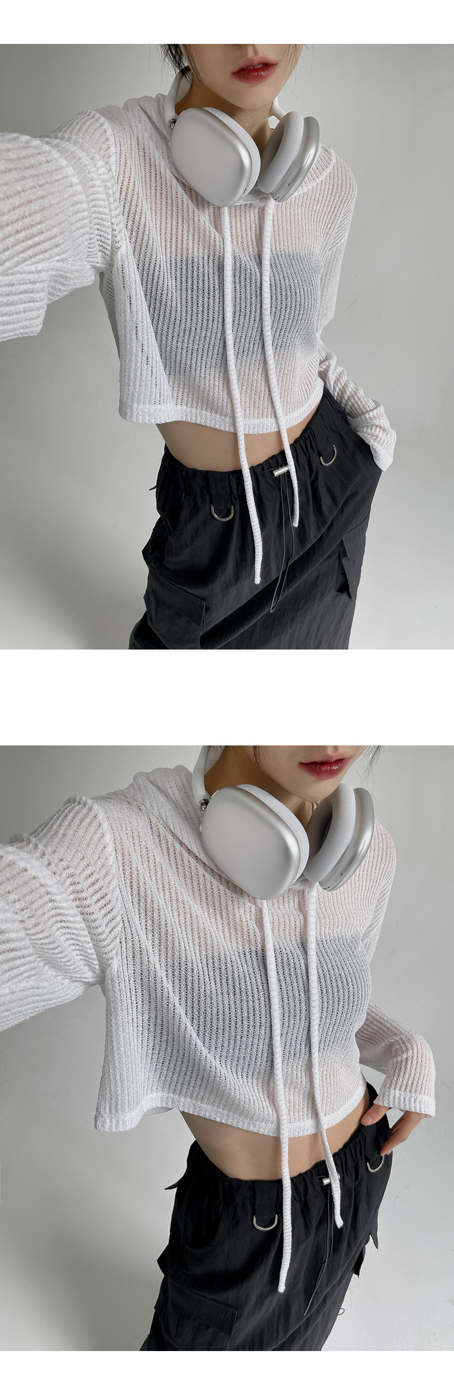 クロップドシースルーパーカー | レディースファッション通販 - DHOLIC