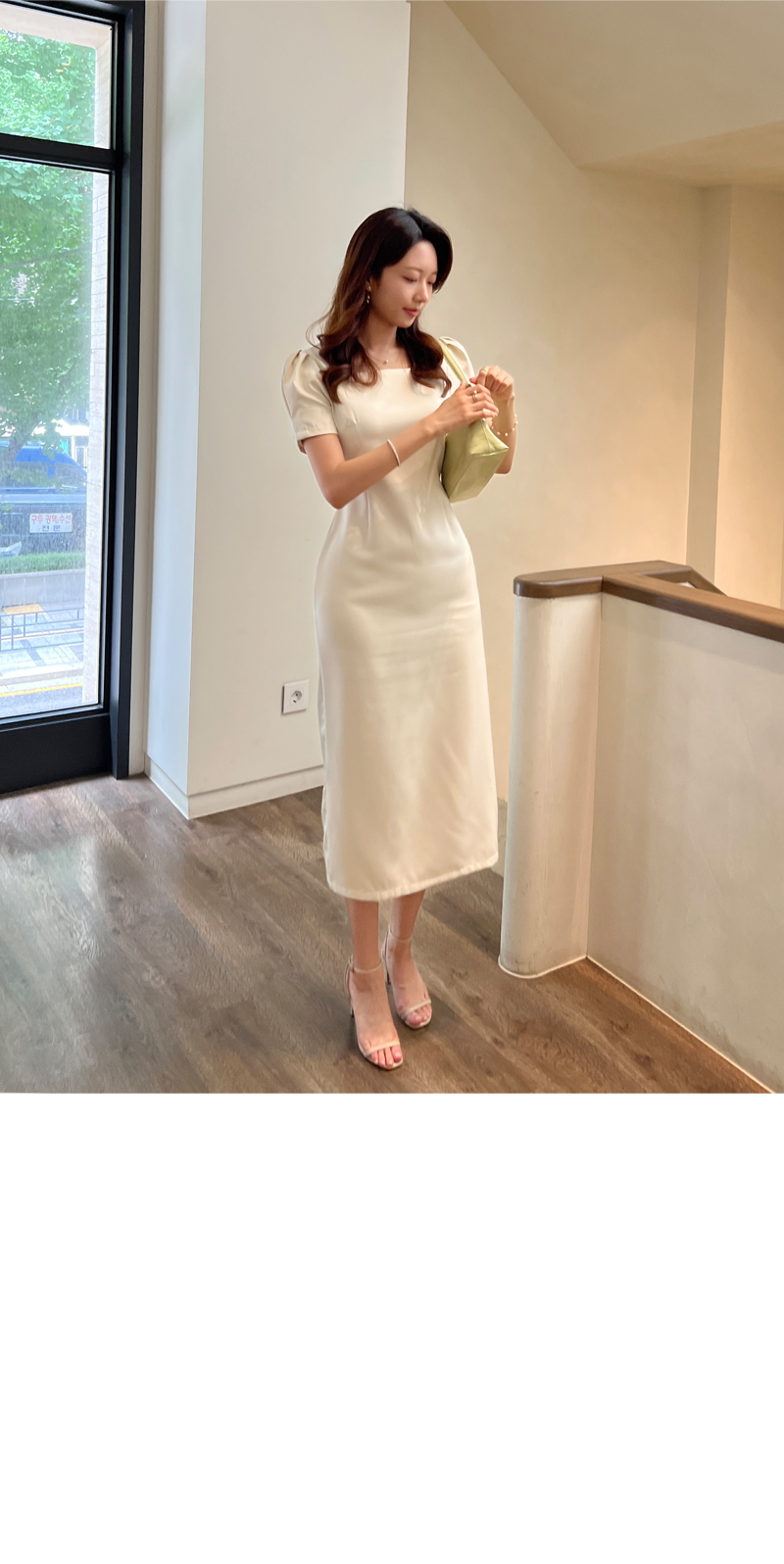 スクエアネックパフタイトワンピース | レディースファッション通販