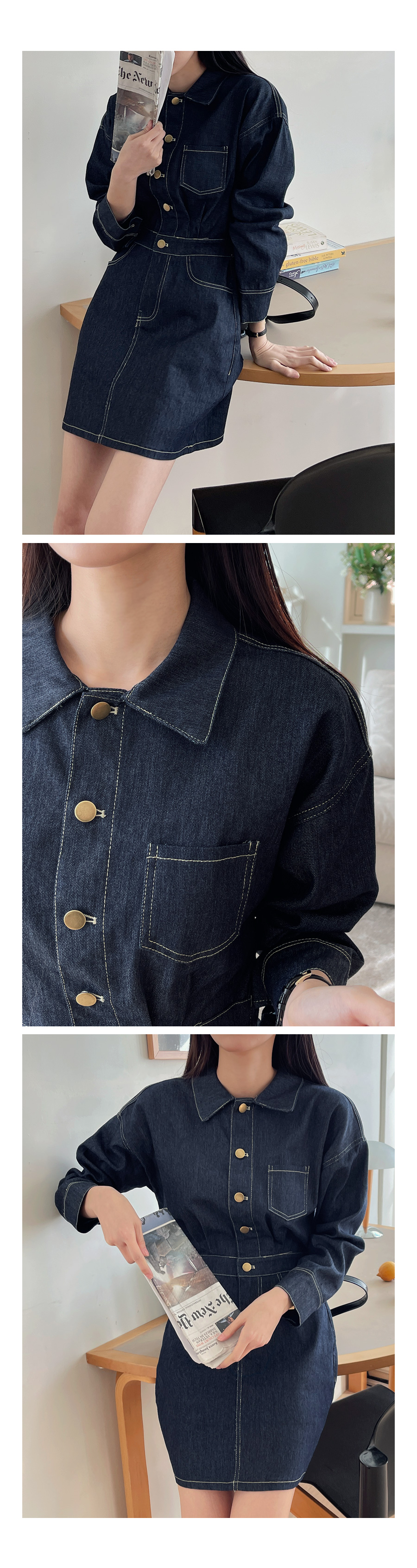 ステッチデニムワンピース | レディースファッション通販 - DHOLIC