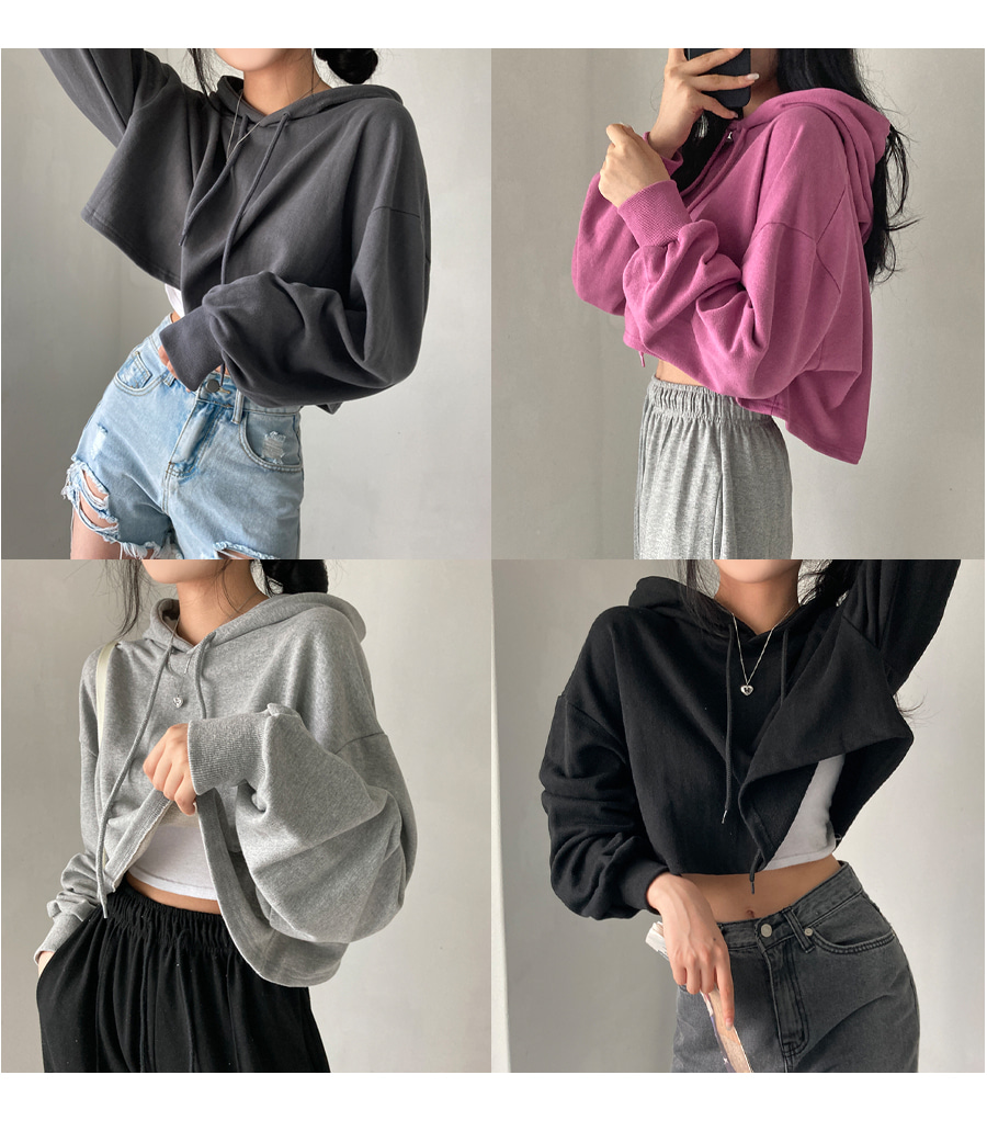 GLOWNY グレー クロップドパーカー GLOWNY グレー クロップドパーカー