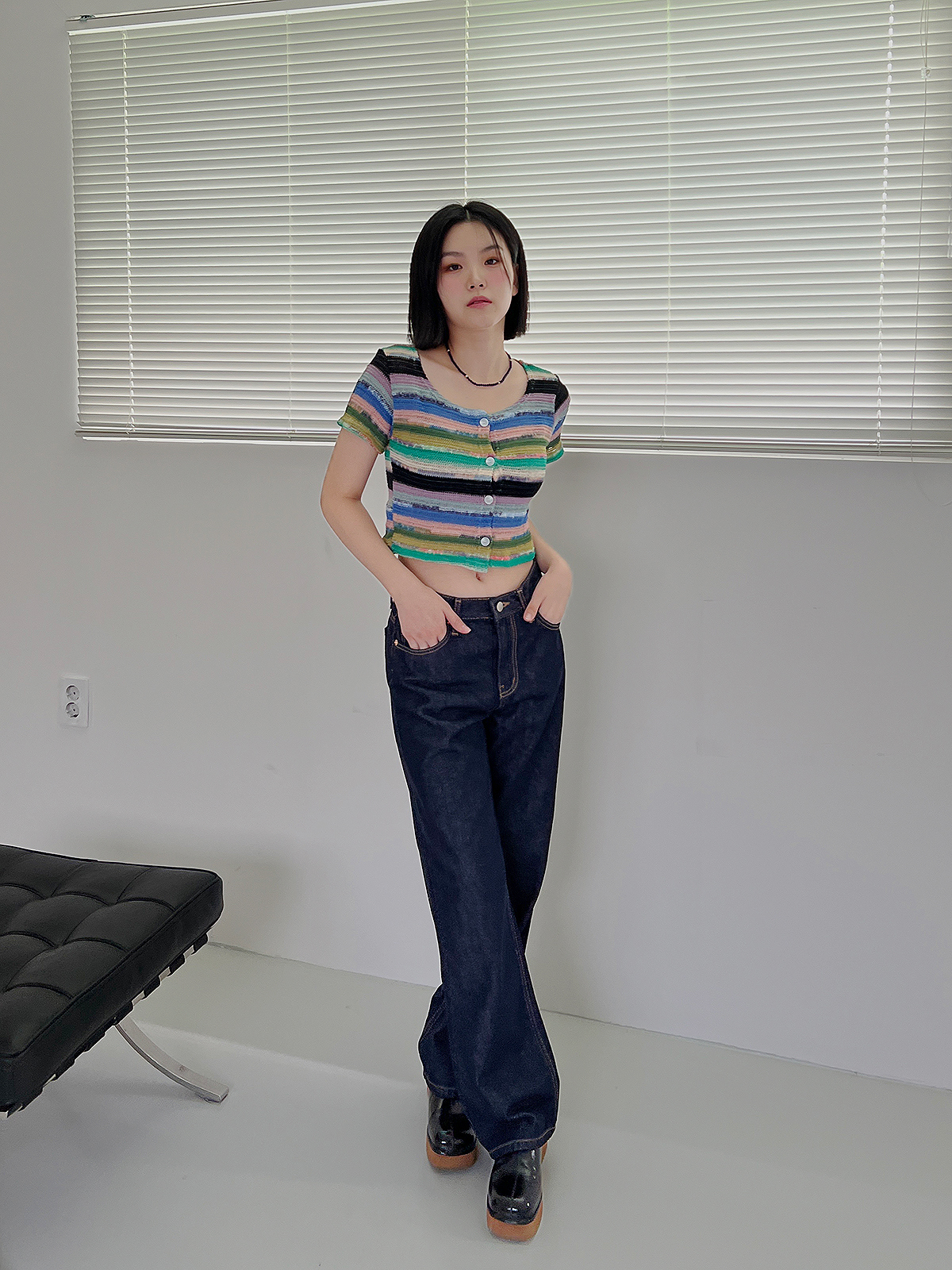 ワイドインディゴブルーデニムパンツ | レディースファッション