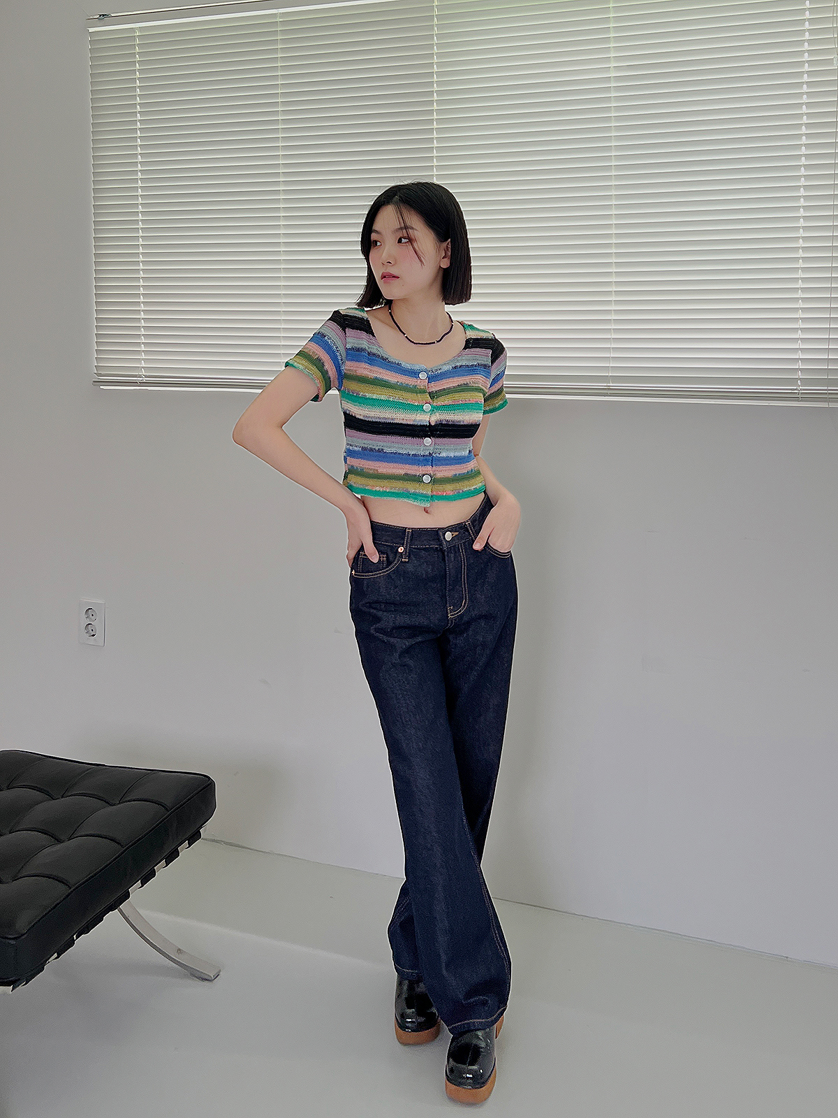 日本製　タグ付　H.A.K✨　大人おしゃれなデニムワイドパンツ　インディゴブルー ワイドインディゴブルーデニムパンツ | レディースファッション