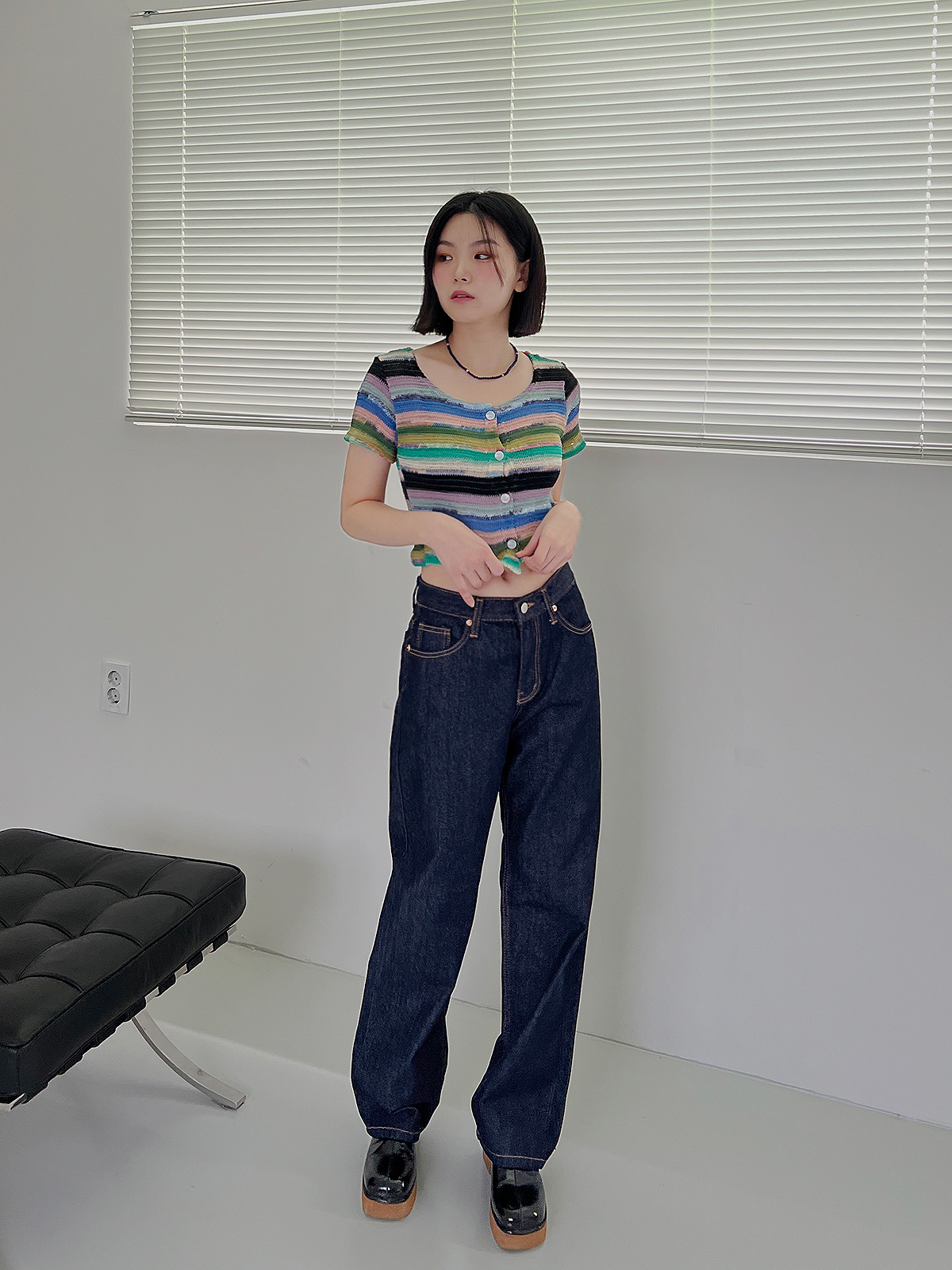 ワイドインディゴブルーデニムパンツ | レディースファッション通販