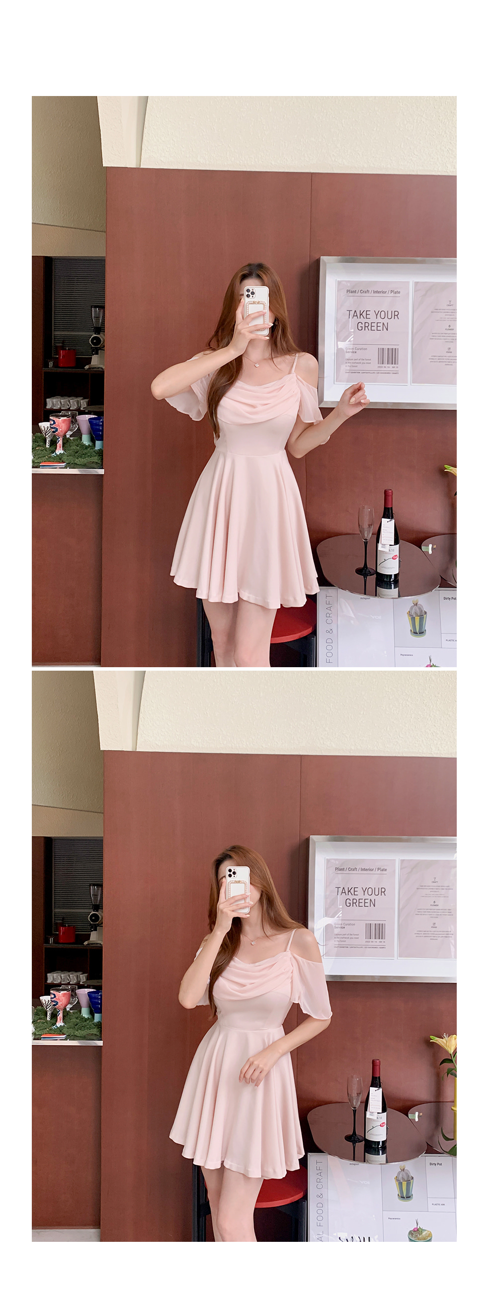 SELF-PORTRAIT プリーツ オフショルダーシフォン ワンピース オフショルダーシフォンワンピース | レディースファッション