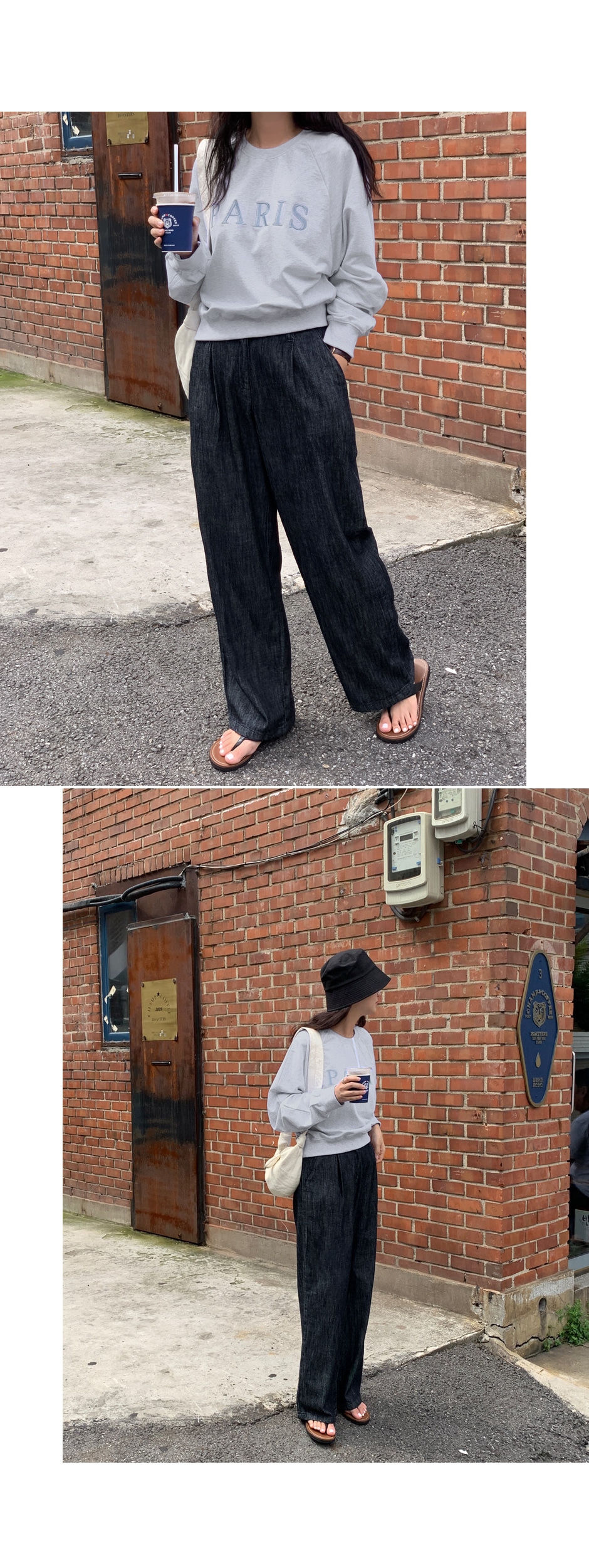 ルーズフィットジーンズ ワイドデニムパンツ インディゴ La-gemme ジーンズ デニム デニムパンツ ルーズフィットワイド