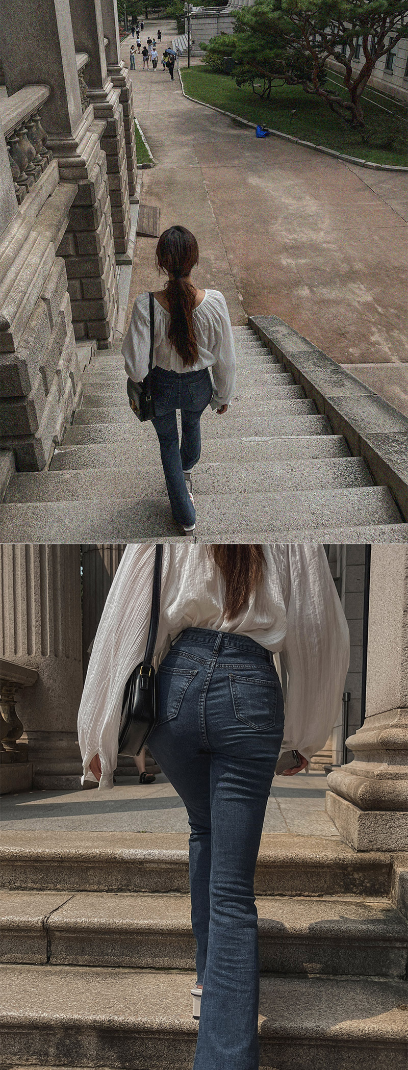 ダークブルーフレアデニムパンツ | レディースファッション通販