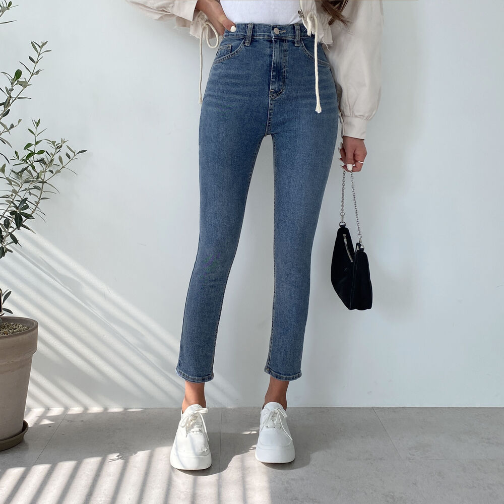   Jeans タイディティールクロップドトップス デニム クロップド丈スキニーデニムパンツ | レディースファッション